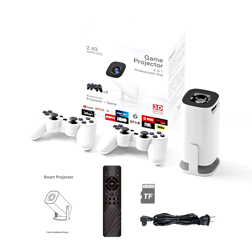 P30MAX Android 11 Gaming Projector - 64GB TF Card, Wireless Gaming Controller, Dual Wi-Fi, 1280x720P Portable Home Theater