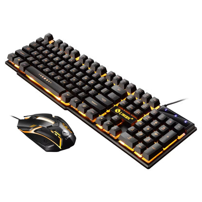 USB Wired Gaming Keyboard and Mouse Set with Rainbow LED Backlighting for PC - Gamer Combo Kit for Home and Office Use
