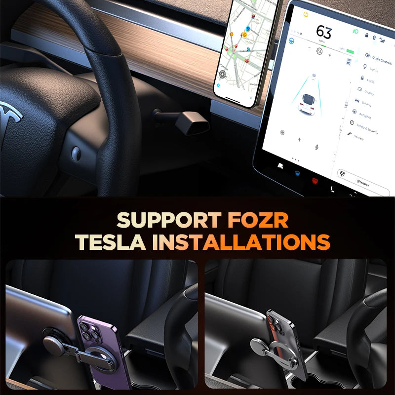 Joyroom All-Metal Magnetic Car Mount - Foldable Phone Holder for Tesla Dashboard and iPhone