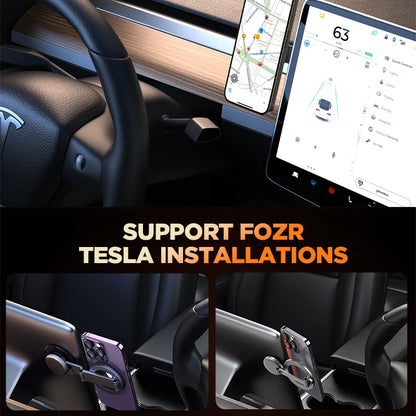 Joyroom All-Metal Magnetic Car Mount - Foldable Phone Holder for Tesla Dashboard and iPhone