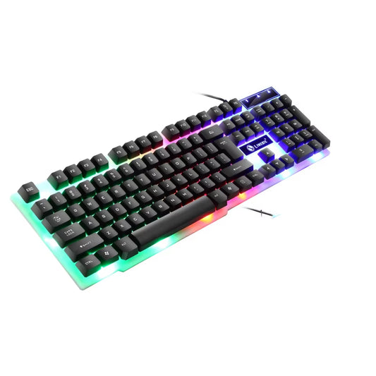 USB Wired Gaming Keyboard and Mouse Set with Rainbow LED Backlighting for PC - Gamer Combo Kit for Home and Office Use