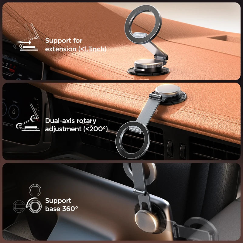 Joyroom All-Metal Magnetic Car Mount - Foldable Phone Holder for Tesla Dashboard and iPhone
