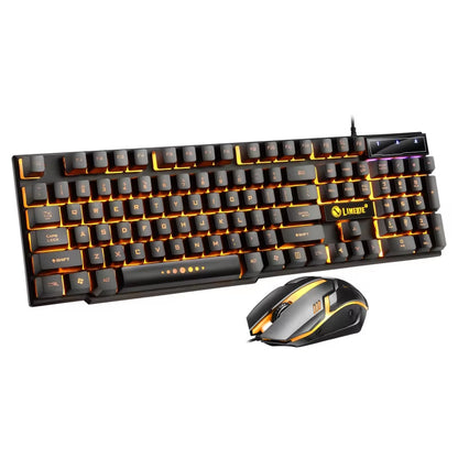 USB Wired Gaming Keyboard and Mouse Set with Rainbow LED Backlighting for PC - Gamer Combo Kit for Home and Office Use