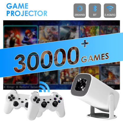 P30MAX Android 11 Gaming Projector - 64GB TF Card, Wireless Gaming Controller, Dual Wi-Fi, 1280x720P Portable Home Theater