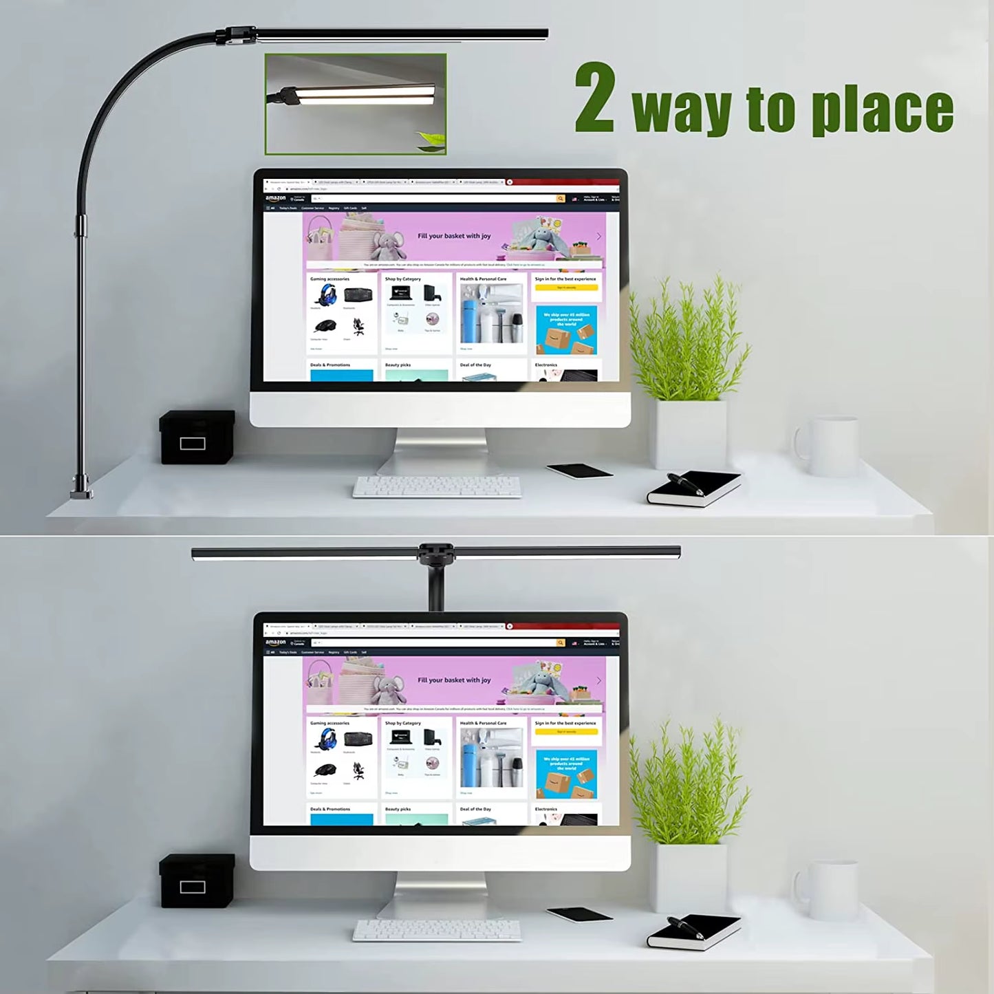 Dual-Head LED Clip-On Desk Lamp with Remote Control - Architect-Style Lighting for Home Office, Featuring 5 Color Modes and 5 Dimming Levels